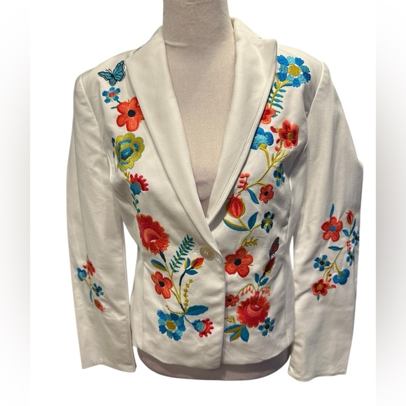 Etcetera Floral Embroidered White Jacket size 4 - Picture 2 of 11